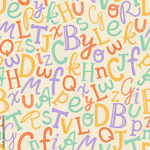 Lovely hand drawn letters, doodle alphabet, school background, great for banners, wallpapers, wrapping - vector design