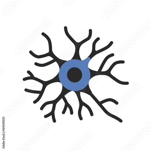 Neuron Illustration: A detailed, vibrant illustration of a single neuron, showcasing the intricate structure and connectivity of a vital nerve cell.
