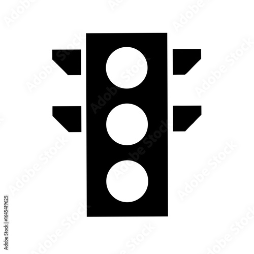 Three Light Traffic Signal Minimal Style Icon – Road Safety, Stoplight, Traffic Control, Transportation Sign, Intersection Warning, Driving Indicator, and Urban Mobility Symbol Design