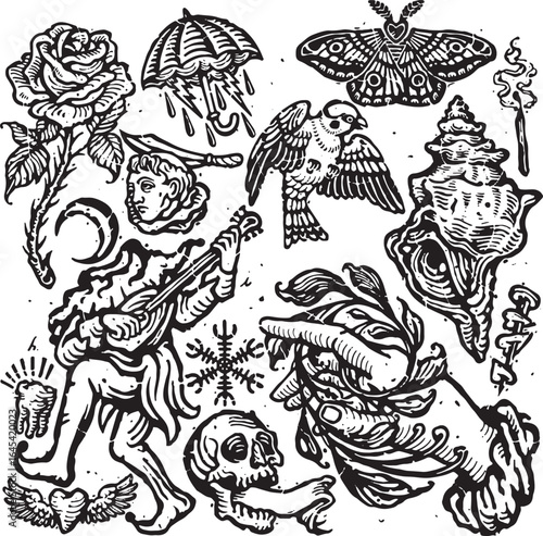 Engraving Medieval age Vector Illustration