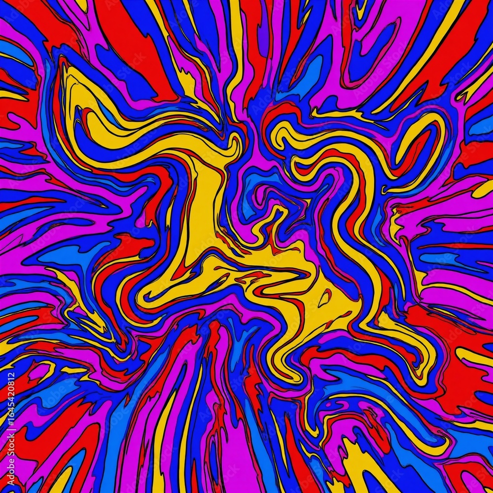 Fototapeta premium Abstract social media art showcasing colorful figures with bold graphic patterns