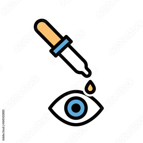 Eye Drop Application: An illustration of an eye with a single tear, meticulously rendered, capturing the essence of eye drop, accompanied by a precision dropper.
