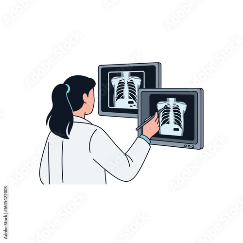 Medical Professional Analyzing X-ray: A dedicated medical professional, immersed in analysis, meticulously examines x-ray imagery, demonstrating expertise and commitment.