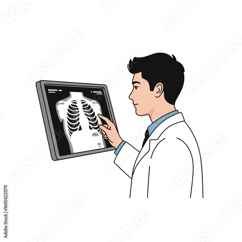 Medical Diagnosis: A healthcare professional analyzes a radiograph image, demonstrating expertise and precision in diagnosing a patient's condition. 