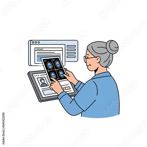 Medical Assessment: A healthcare expert, immersed in a detailed examination, studies medical scans, expertly diagnosing with an insightful approach.
