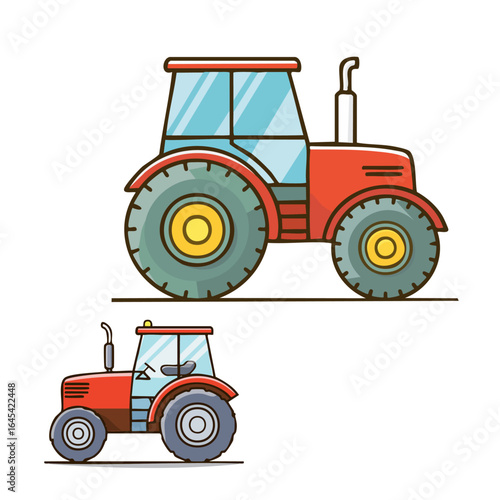 red tractor isolated on white