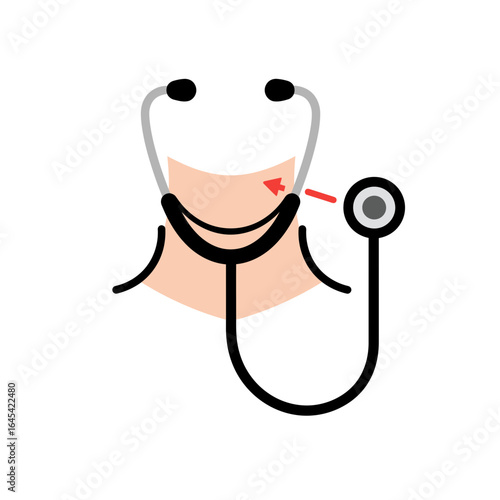 Illustration of a Medical Examination: A simplified depiction of a medical stethoscope draped around a neck, positioned for auscultation. The image conveys the essence of health check-up.