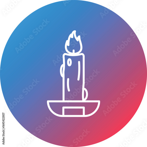 Scary Candle Line Gradient Circle Background Icon