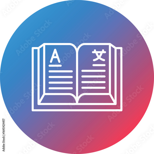 Language Learning Line Gradient Circle Background Icon