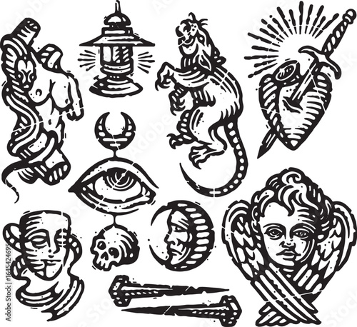 Engraving Medieval age Vector Illustration