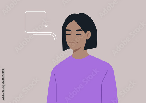 A serene moment captures the essence of square breathing, as an individual practices mindful inhalation and exhalation, The calming atmosphere promotes relaxation and focus.