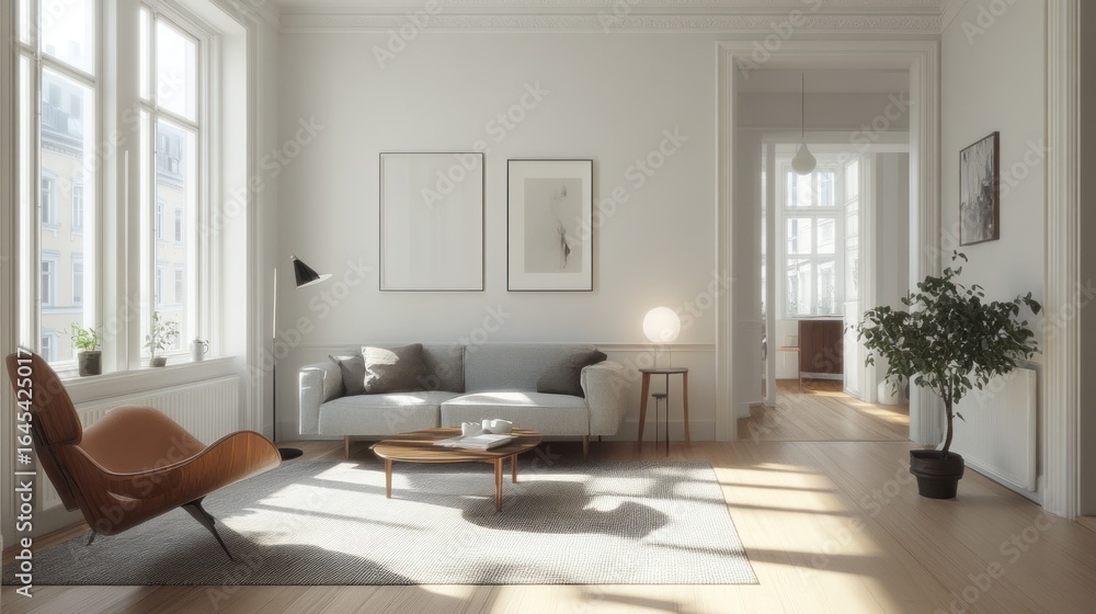 Fototapeta premium Modern minimalist living room (2)