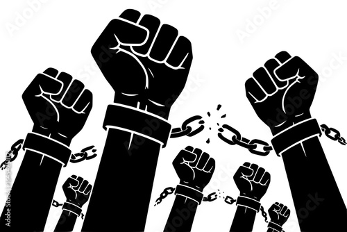 Photos Hands breaking Slavery Abolition Chains resistence icon