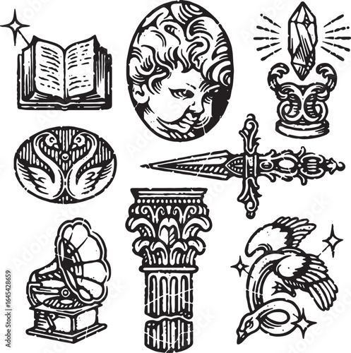 Engraving Medieval age Vector Illustration