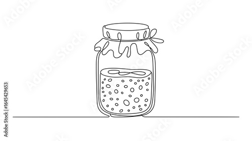 Pickle jar continuous line drawing vector illustration