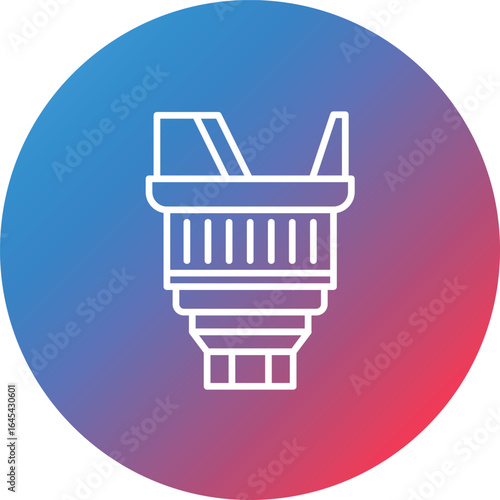 Camera Lens Line Gradient Circle Background Icon