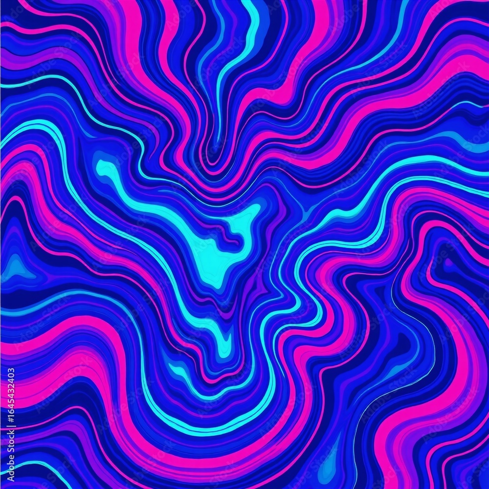 Obraz premium Cool Stylized 3D abstract fluid design with holographic trendy gradient shapes in motion featuring liquid curve and ultraviolet designs on a colorful background