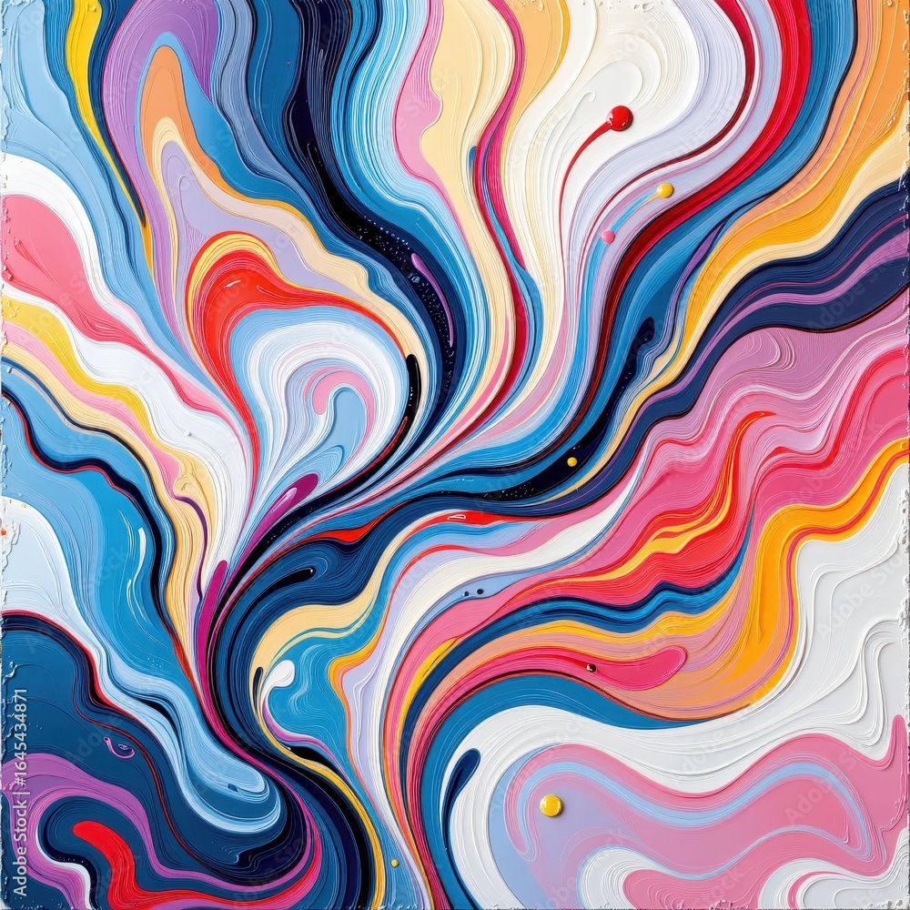 Colorful Abstract Swirl with Vibrant Waves and Fluid Patterns in Motion