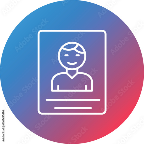 Passport Photo Line Gradient Circle Background Icon