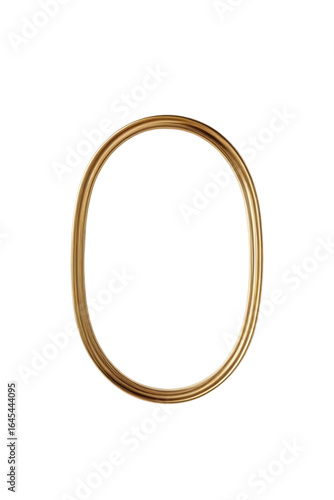 antique mirror frame .Shiny gold oval frame with smooth edges on white background
