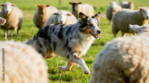 Collie Among Grazing Sheep