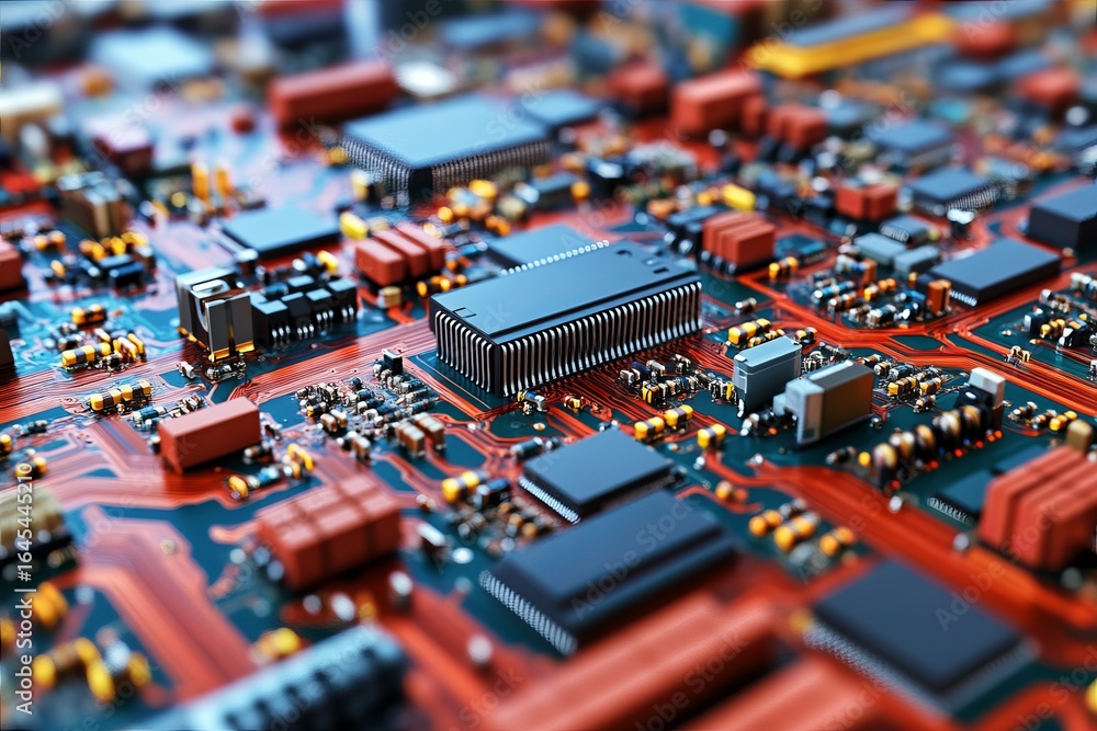 Fototapeta premium Close-up circuit board with intricate components