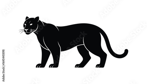 Black Panther Silhouette Illustration of Wild Jungle Animal, Strong Big Cat Icon Isolated on White Background, Powerful Predator Vector for Design and Decoration.