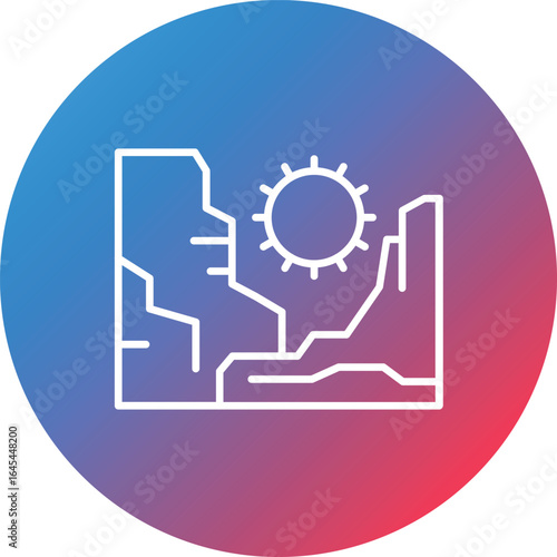 Grand Canyon Line Gradient Circle Background Icon