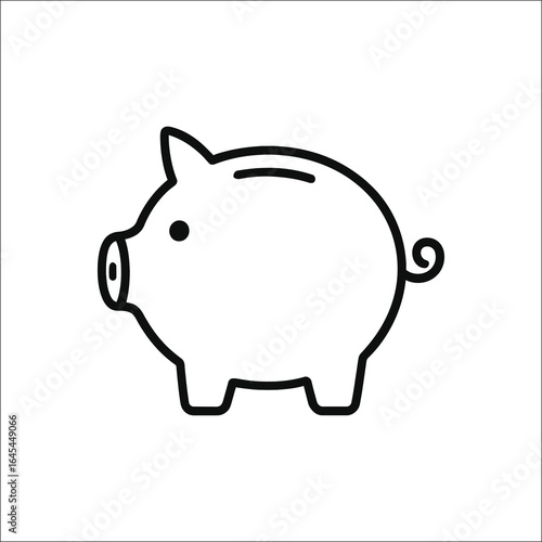 Simple line art piggy bank isolated on white background isolated on transparent background