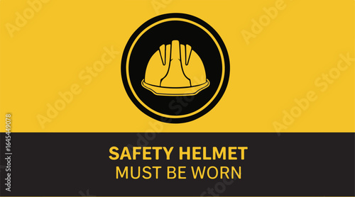 Mandatory Safety Helmet Must Be Worn Sign Icon Vector Illustration for workplace protection