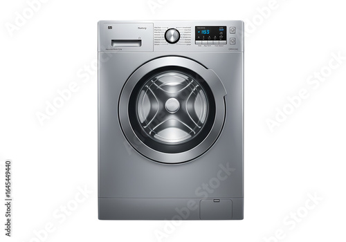 LG Front Load Washer: Stainless Steel Appliance isolated on transparent background