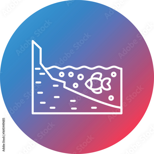 Shore Landscape Line Gradient Circle Background Icon