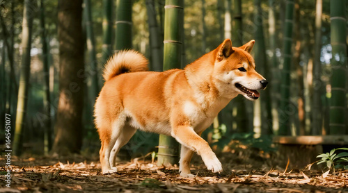 Shiba Inu Playing in Forest