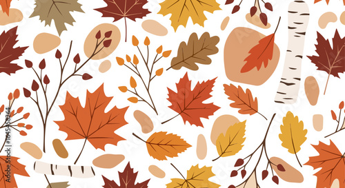 Create a kinds of deferent autumn, leaf, leaves, fall, maple, nature, vector, orange, tree, season, pattern, seamless, yellow,  vector art with white background.