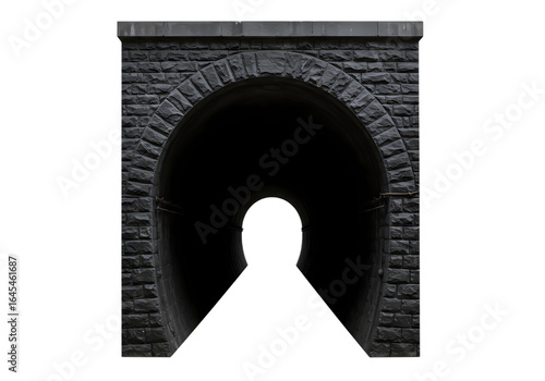 Brick Tunnel Entrance: Architectural Detail of a Dark, Mysterious Passageway isolated on transparent background