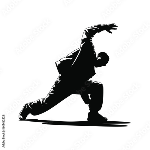 Silhouette of a person in a dynamic martial arts stance