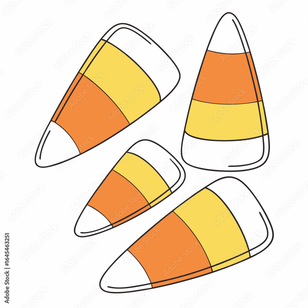 Fototapeta premium Illustration of candy corn isolated on white background, a sweet halloween treat