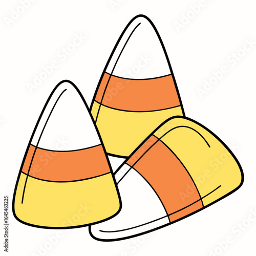 Illustration of candy corn isolated on white background, a sugary halloween treat