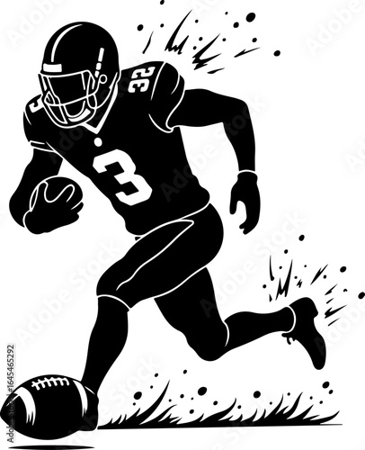 American "Football Running  action Back Vector Illustration"  graphic design,