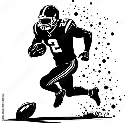 American "Football Running  action Back Vector Illustration"  graphic design,