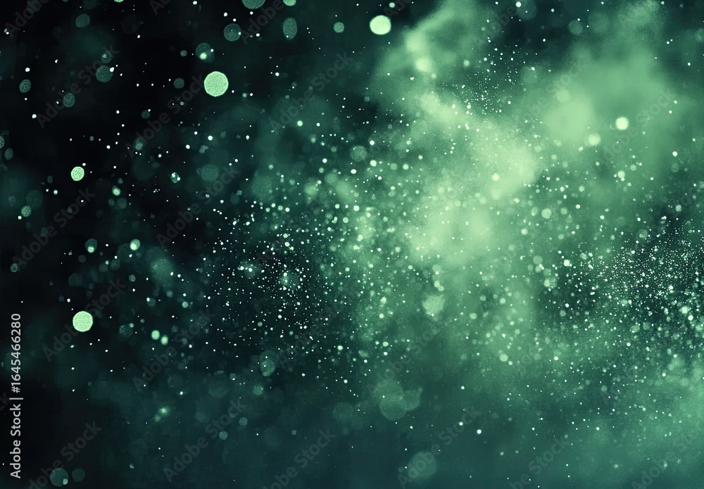 Fototapeta premium Green bokeh background, blurred lights, green and white colors