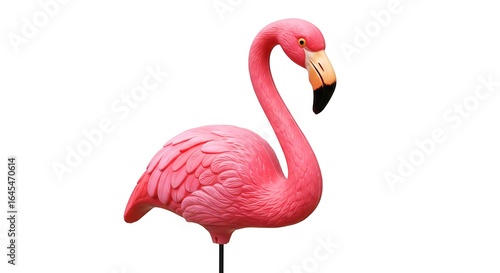 Pink Flamingo Lawn Ornament on White Background