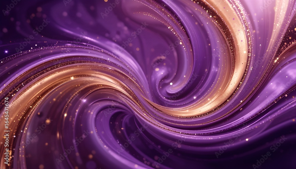Obraz premium Abstract Purple and Gold Swirl with Reflective Highlights for Luxury Design Projects
