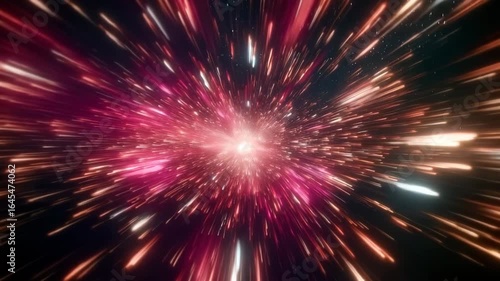 abstract motion burst of light and color particles in fast explosion animation with high energy visuals