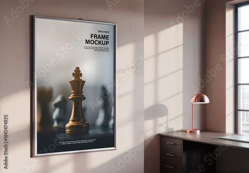 Modern Office Wall Frame Mockup with Natural Light