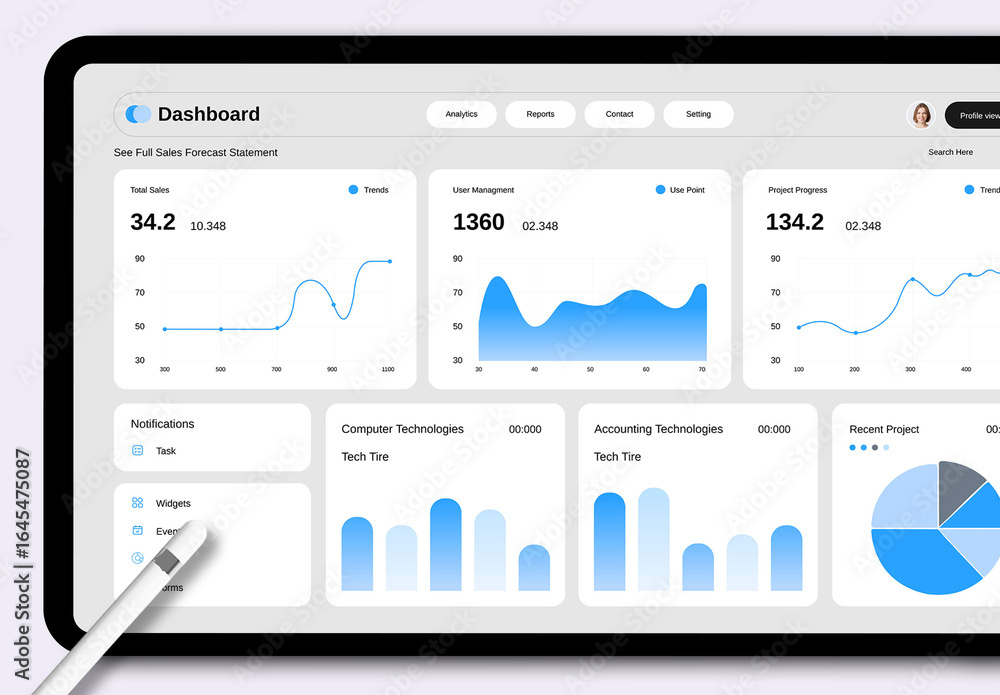 Project Manager Layout Project Management Dashboard Layout Stock Template | Adobe Stock