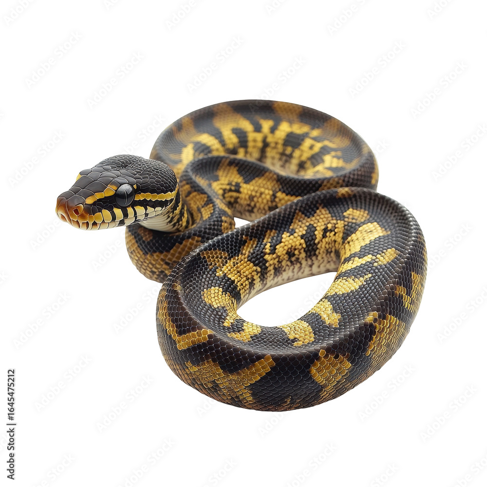 Black and Yellow Python Snake Reptile Wildlife Animal, isolated on a transparent background Black and Yellow Python Snake Reptile Wildlife Animal, isolated on a transparent background