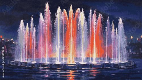 Marble Churn fountain isolated watercolor vector illustration svg