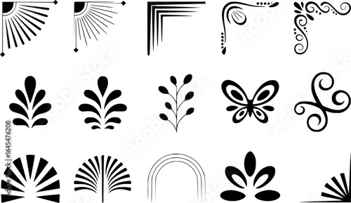 Decorative ornamental flourishes and borders corner