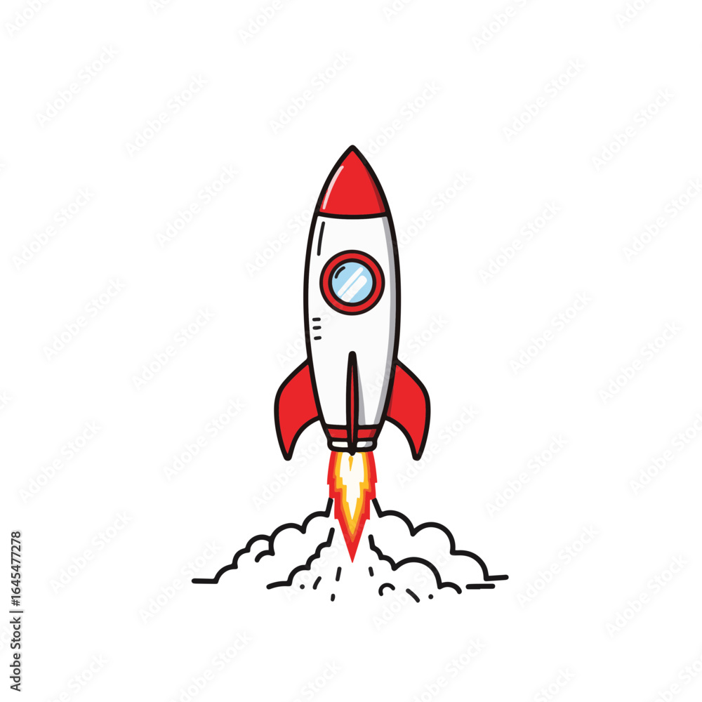 Boy drawing rocket illustration in minimalist style, creativity Boy drawing rocket illustration in minimalist style, creativity